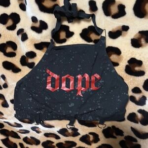 Hot Topic Black and Red DOPE Crop Top